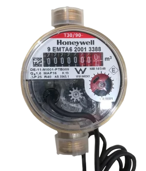 Water Meter Model S110 - 15mm warm water meter with pulse output. 10L/pulse. Non-return Valve included.